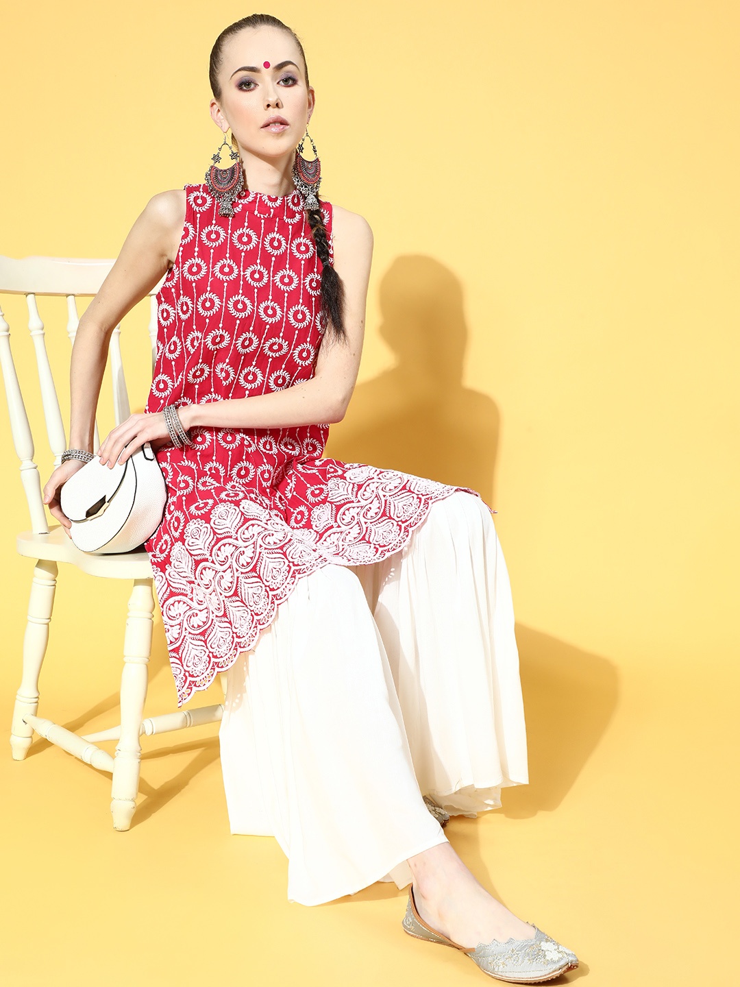 

InWeave Pink Pure Cotton Ethereal Embroidery Kurta Set