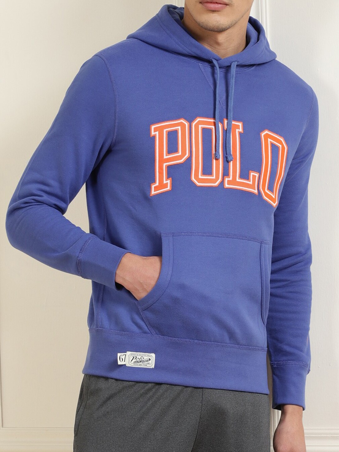 

Polo Ralph Lauren Men Blue Printed Hooded Pure Cotton Sweatshirt