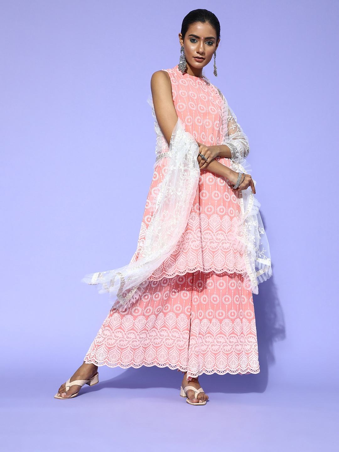 

InWeave Peach Pure Cotton New Neckline Kurta Set