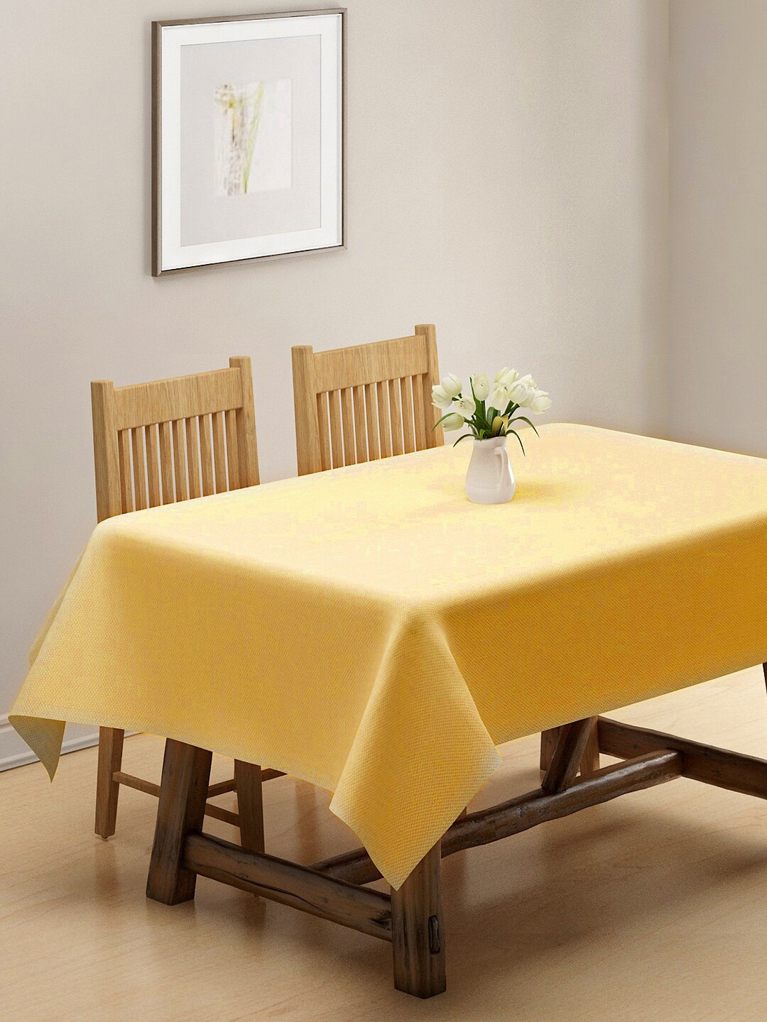 

KLOTTHE Yellow Woven Design Cotton 6 Seater Rectangular Table Cover