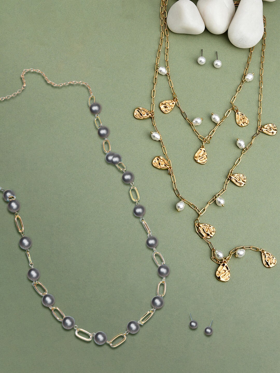 

AMI Gold-Toned & White Set of 2 Gold-Plated Jewellery Set
