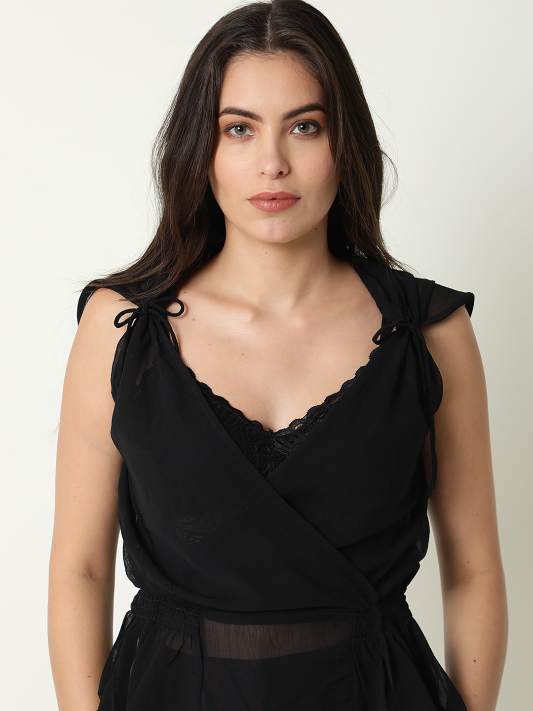 

RAREISM Black Wrap Top