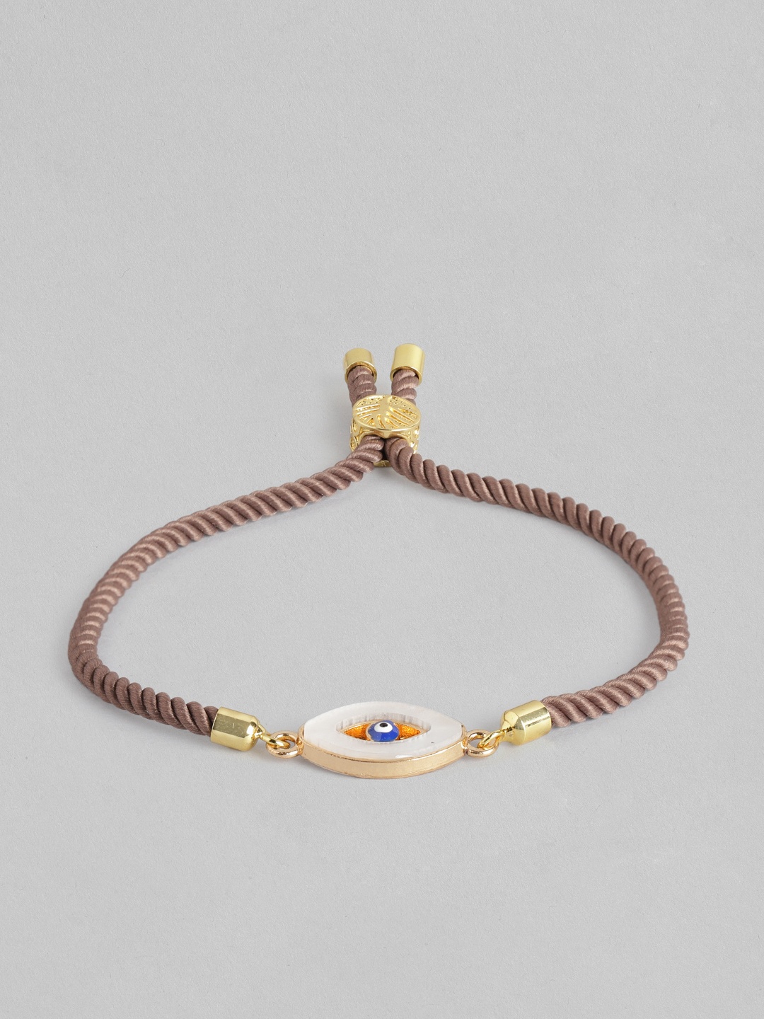 

Blueberry Women Coffee Brown & White Gold-Plated Evil Eye Enamelled Bracelet