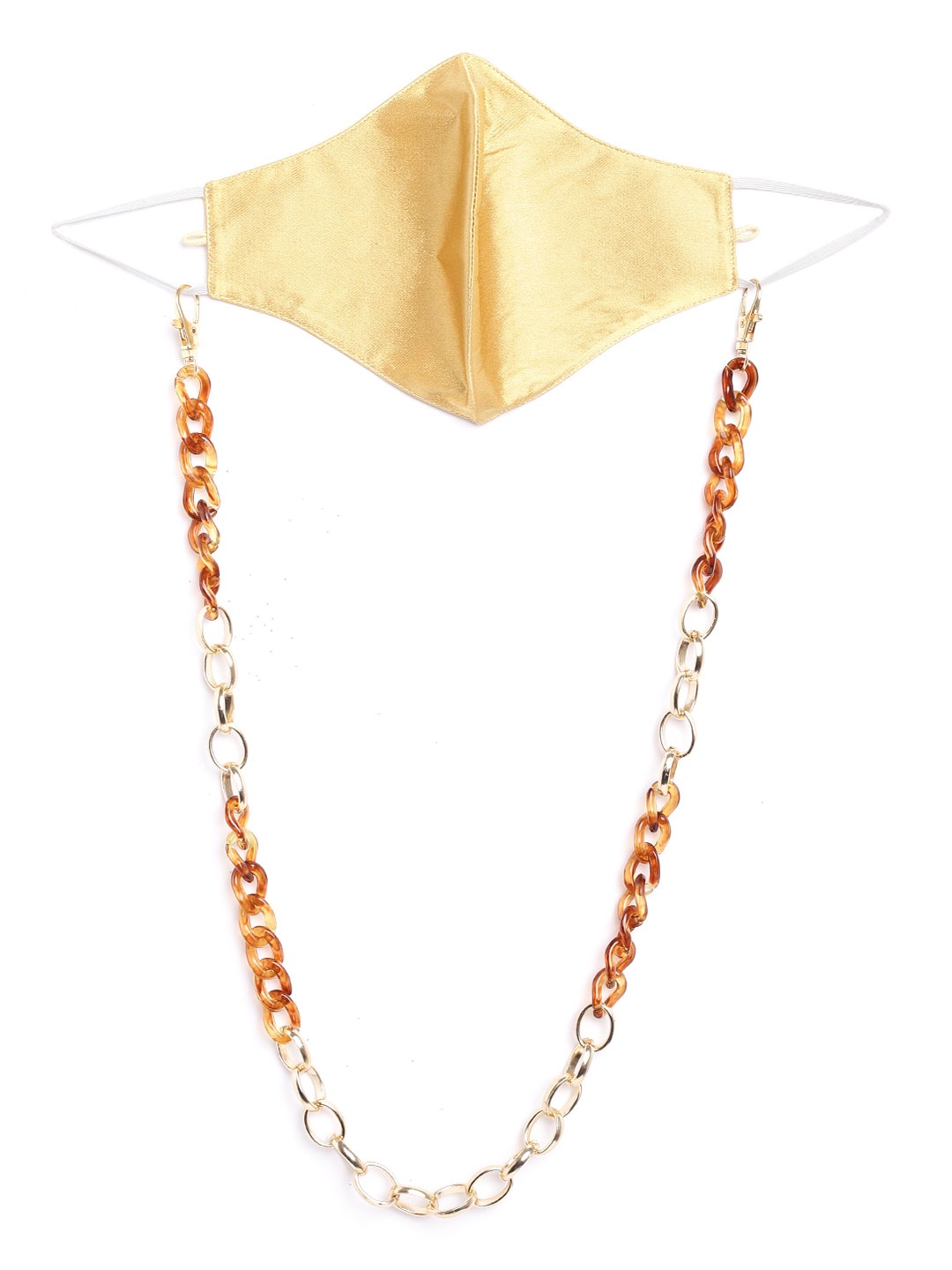 

Blueberry Women Gold-Toned Reusable 2-Ply Satin Mask With Detachable Resin Chain Strap