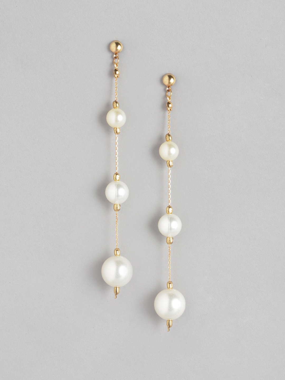 

Blueberry White Gold-Plated Beaded Contemporary Drop Earrings