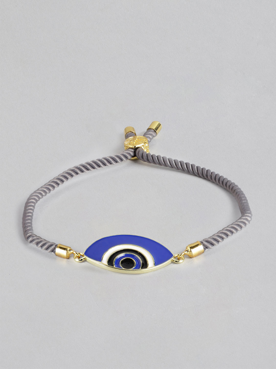 

Blueberry Women Grey & Blue Gold-Plated Evil Eye Enamelled Charm Bracelet