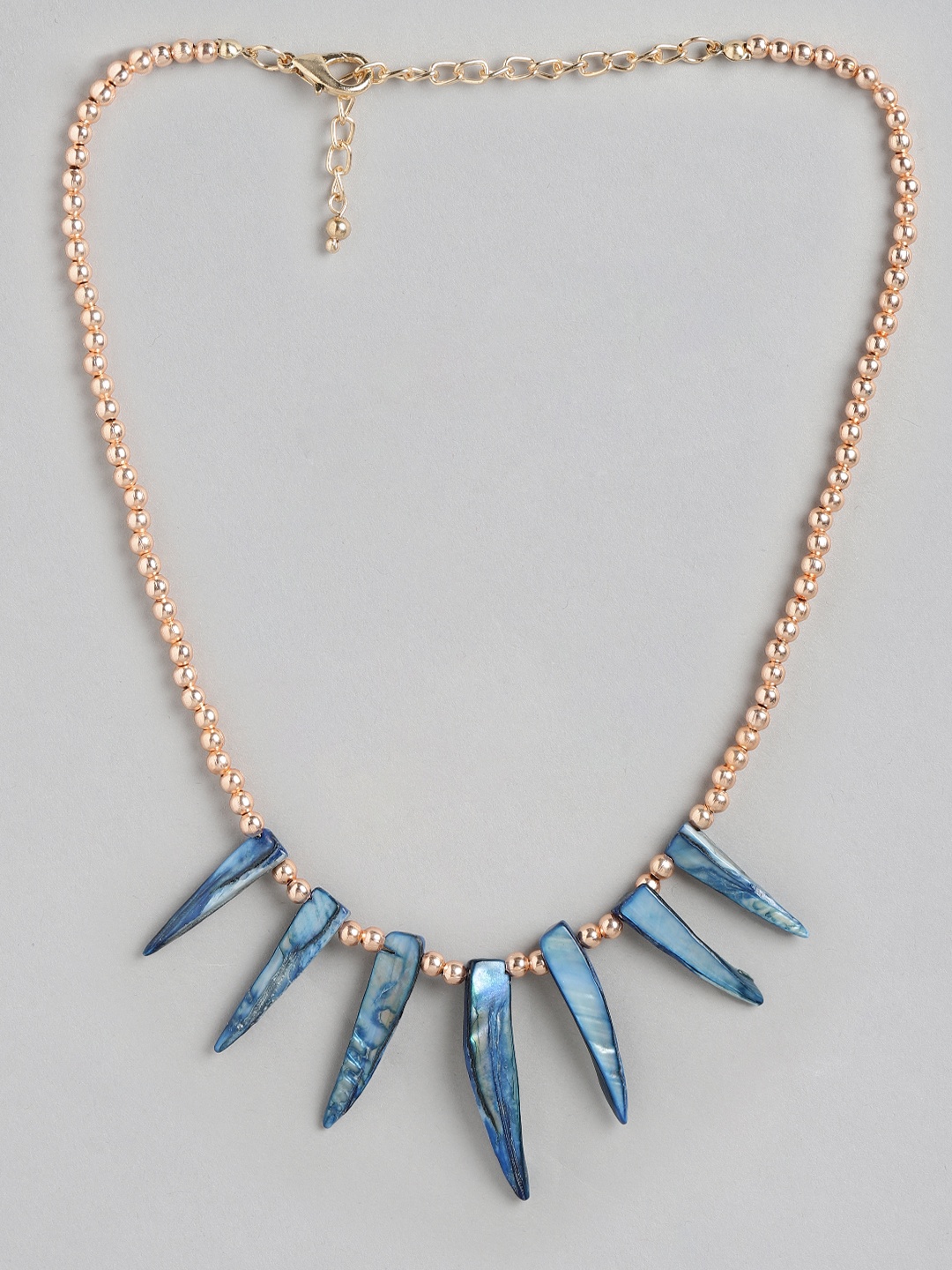 

Blueberry Teal Blue Gold-Plated Handcrafted Beaded Necklace