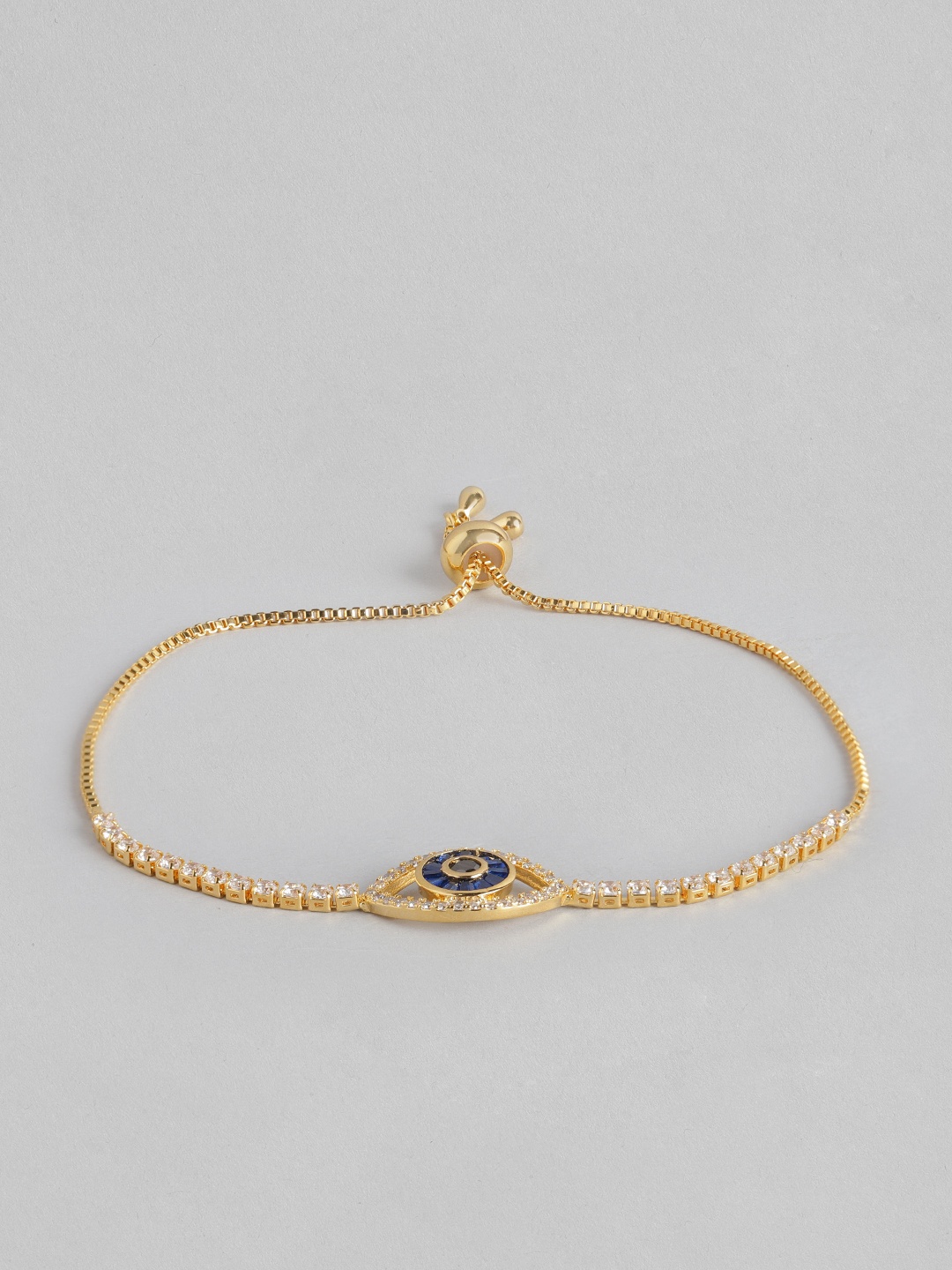 

Blueberry Women Navy Blue Gold-Plated Evil Eye Stone-Studded Bracelet