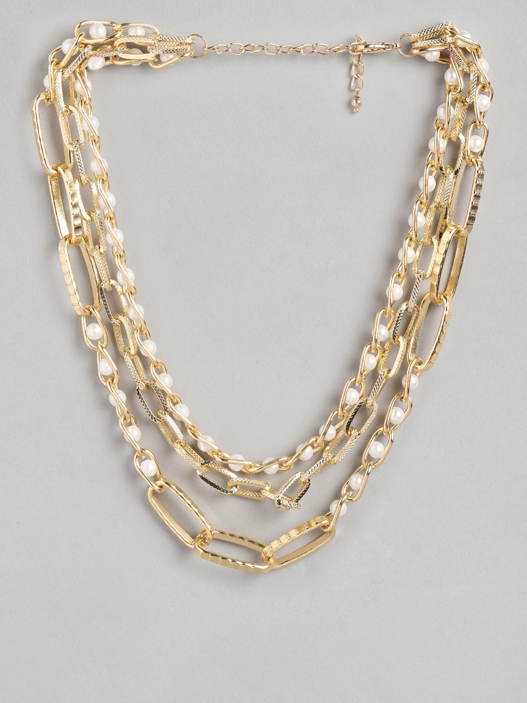 

Blueberry White Gold-Plated Handcrafted Layered Beaded Link Necklace