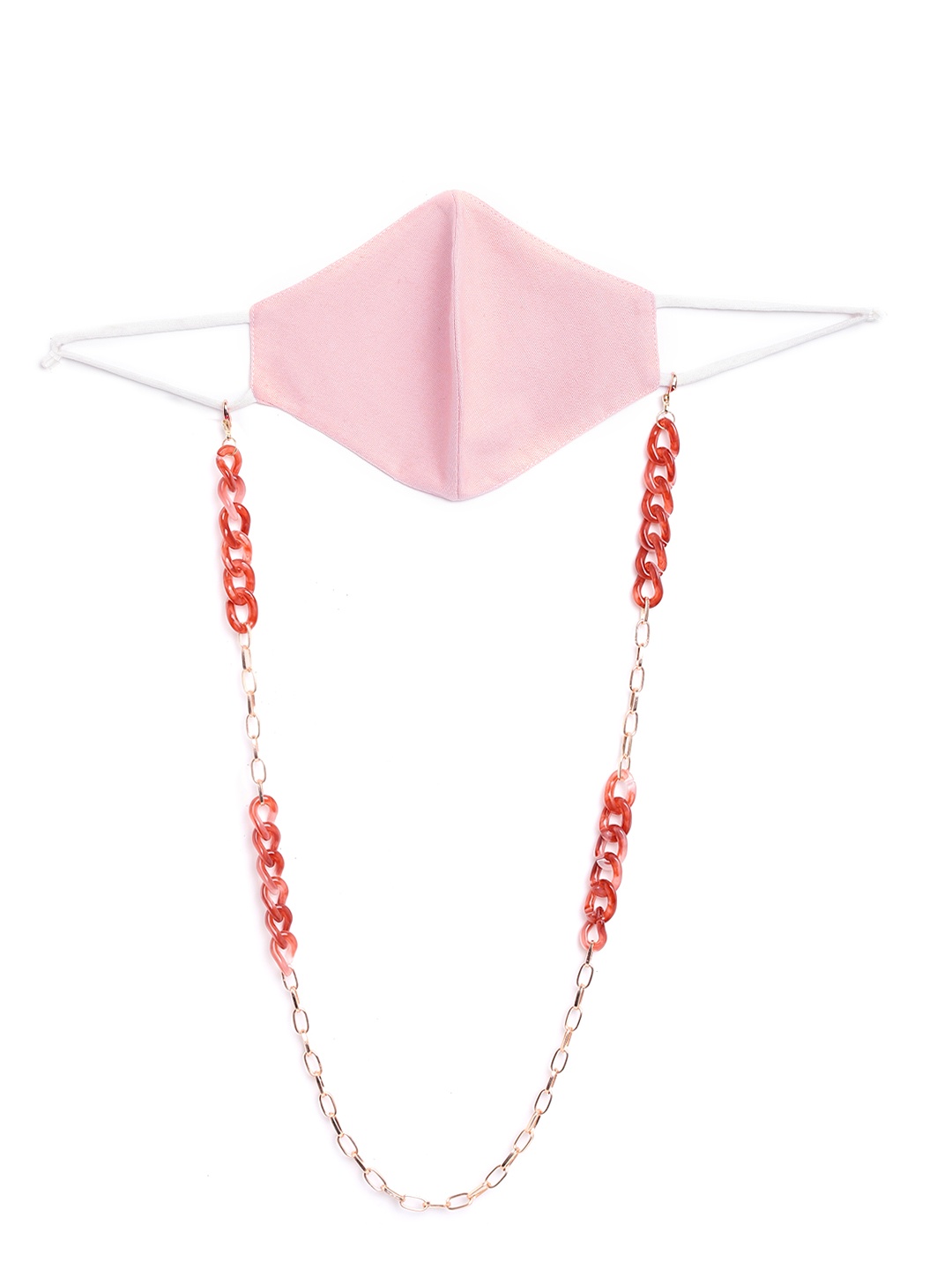 

Blueberry Women Pink Reusable 2-Ply Satin Outdoor Mask With Detachable Resin Chain Strap