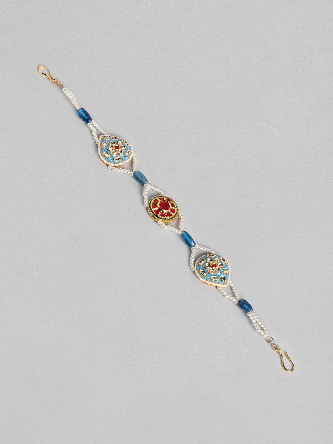 

Blueberry Women White & Blue Pearl & Stone Embellished Head Chain