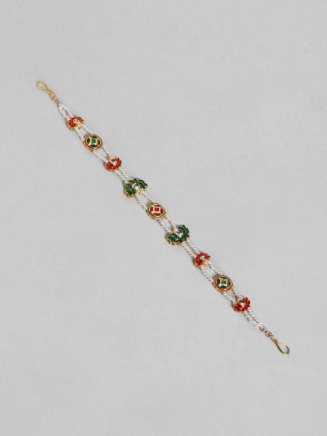 

Blueberry Women White & Green Pearl & Stone Embellished Head Chain