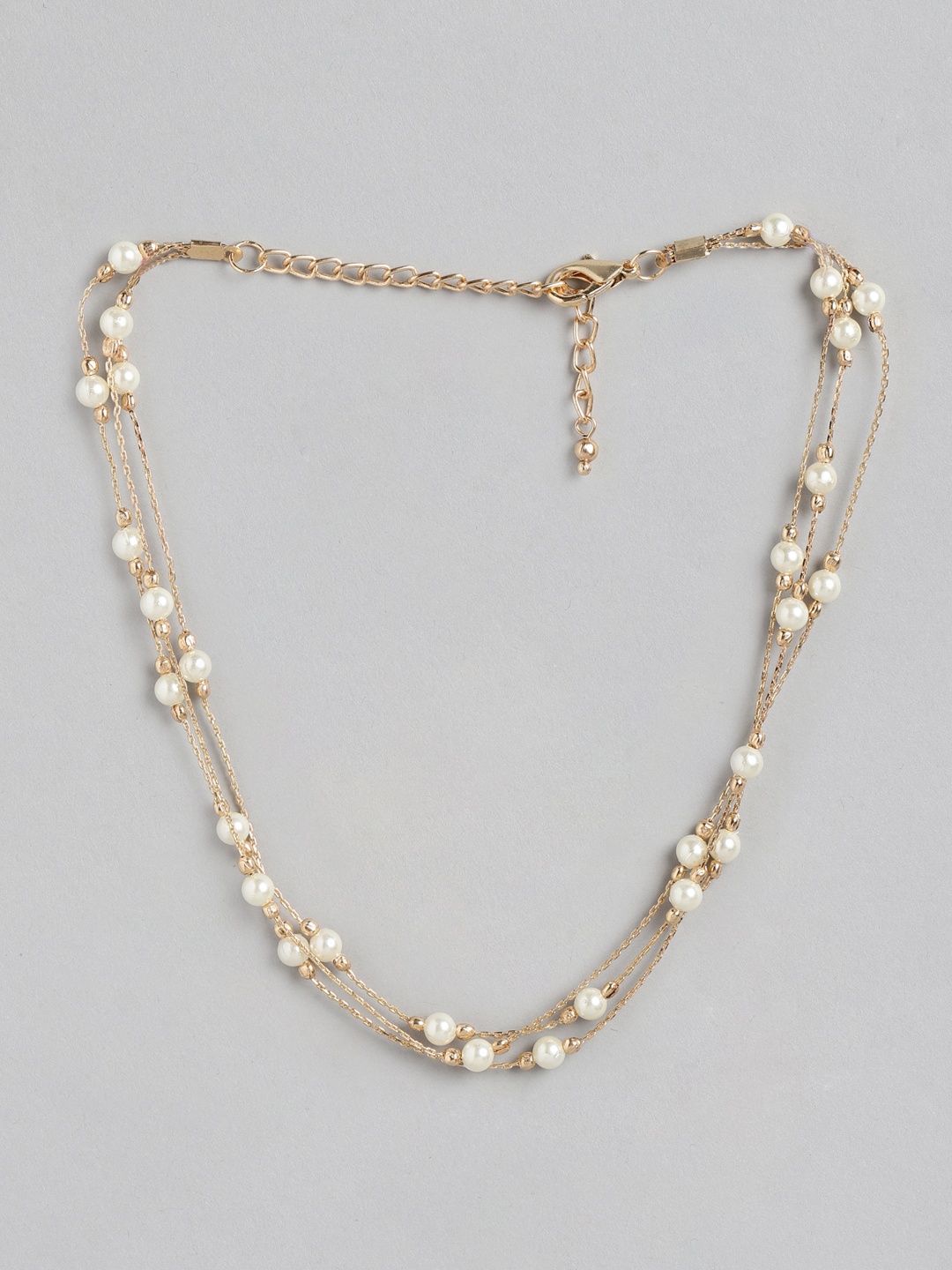 

Blueberry White Gold-Plated Handcrafted Layered Beaded Necklace