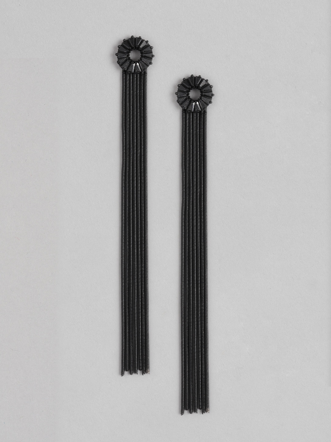 

Blueberry Black Contemporary Taselled Drop Earrings
