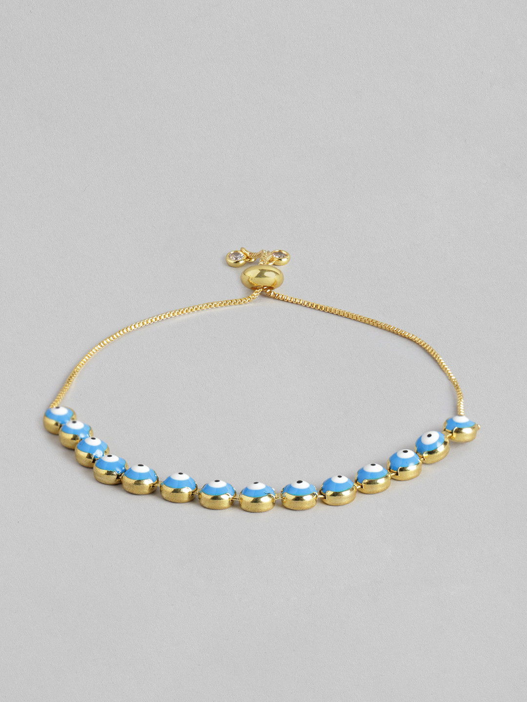 

Blueberry Women Blue & White Gold-Plated Evil Eye Enamelled Bracelet