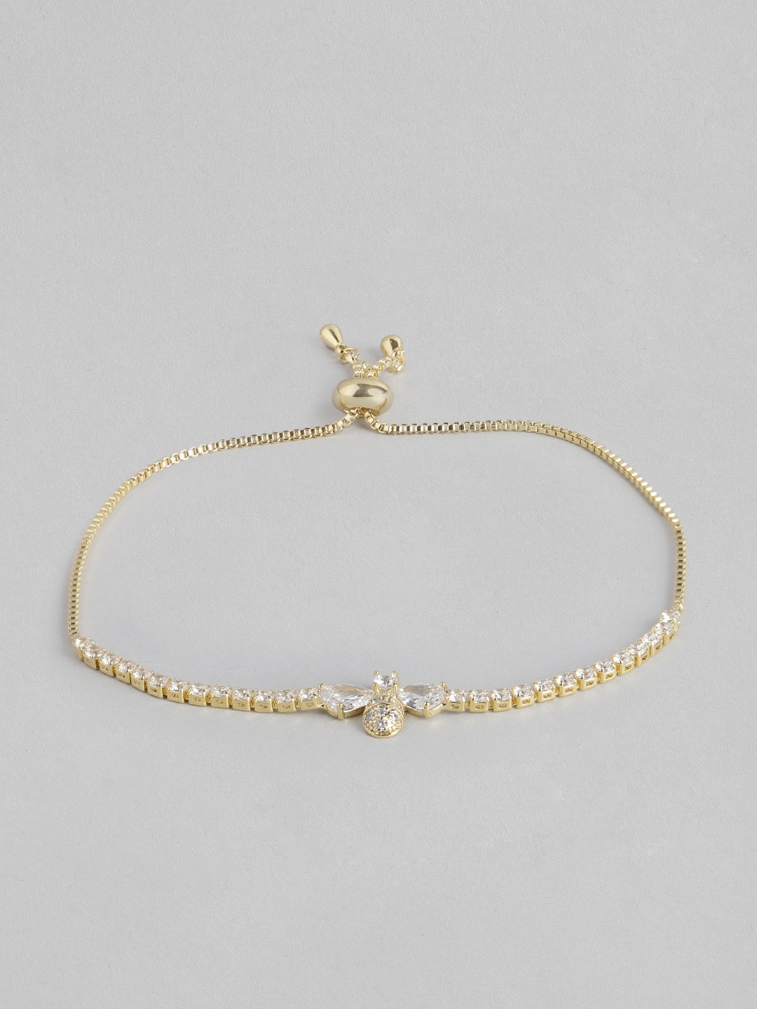 

Blueberry Women Gold-Plated Bee Charm Stone-Studded Bracelet