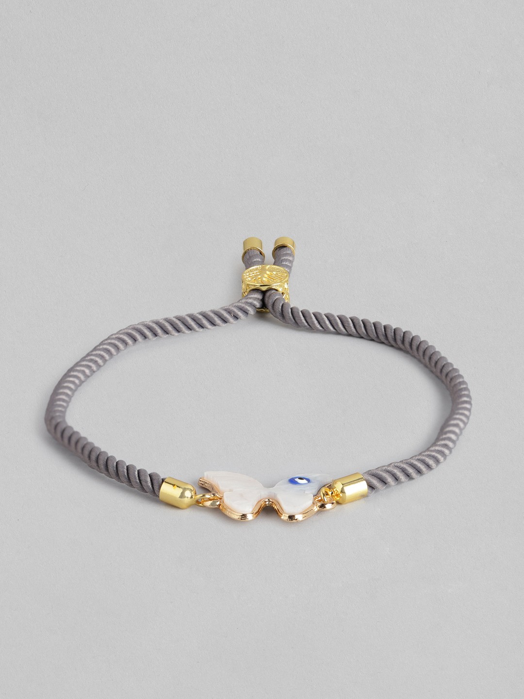 

Blueberry Women Grey & White Gold-Plated Butterfly Charm Bracelet