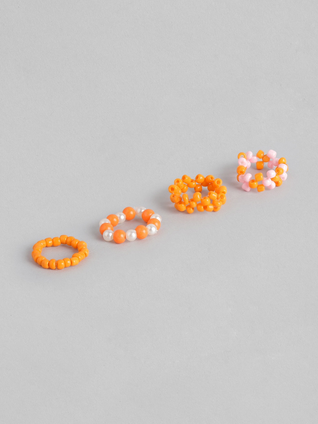

Blueberry KIDS Girls Set of 4 Beaded Finger Rings, Orange
