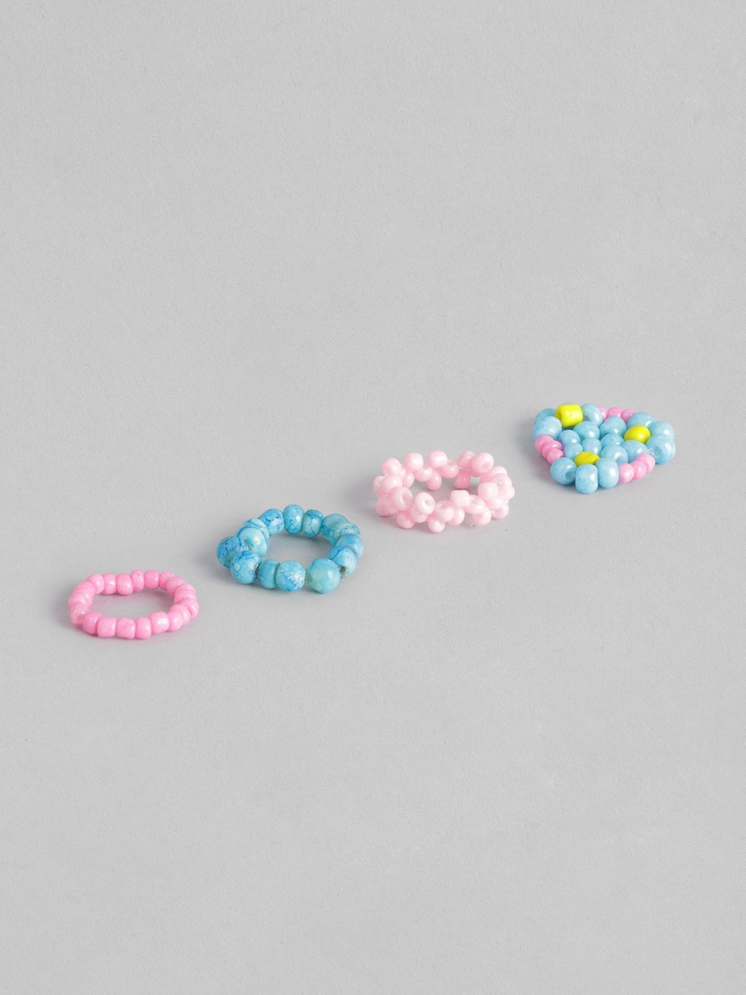 

Blueberry KIDS Girls Set of 4 Beaded Finger Rings, Blue