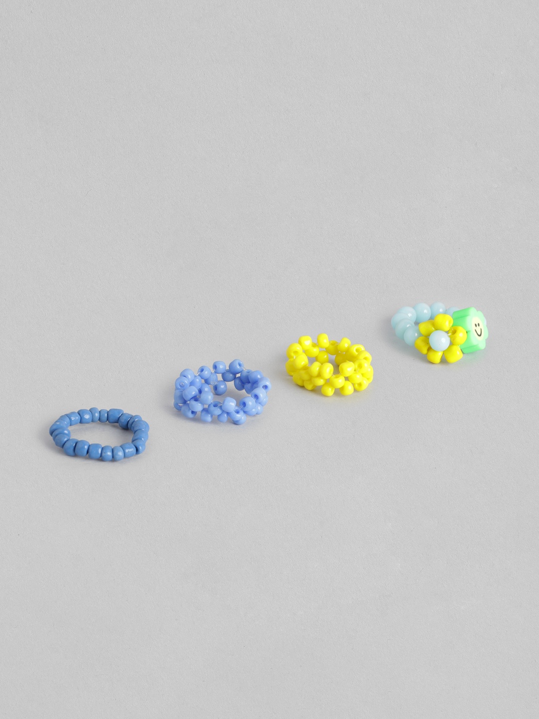 

Blueberry KIDS Girls Set of 4 Beaded Finger Rings, Blue