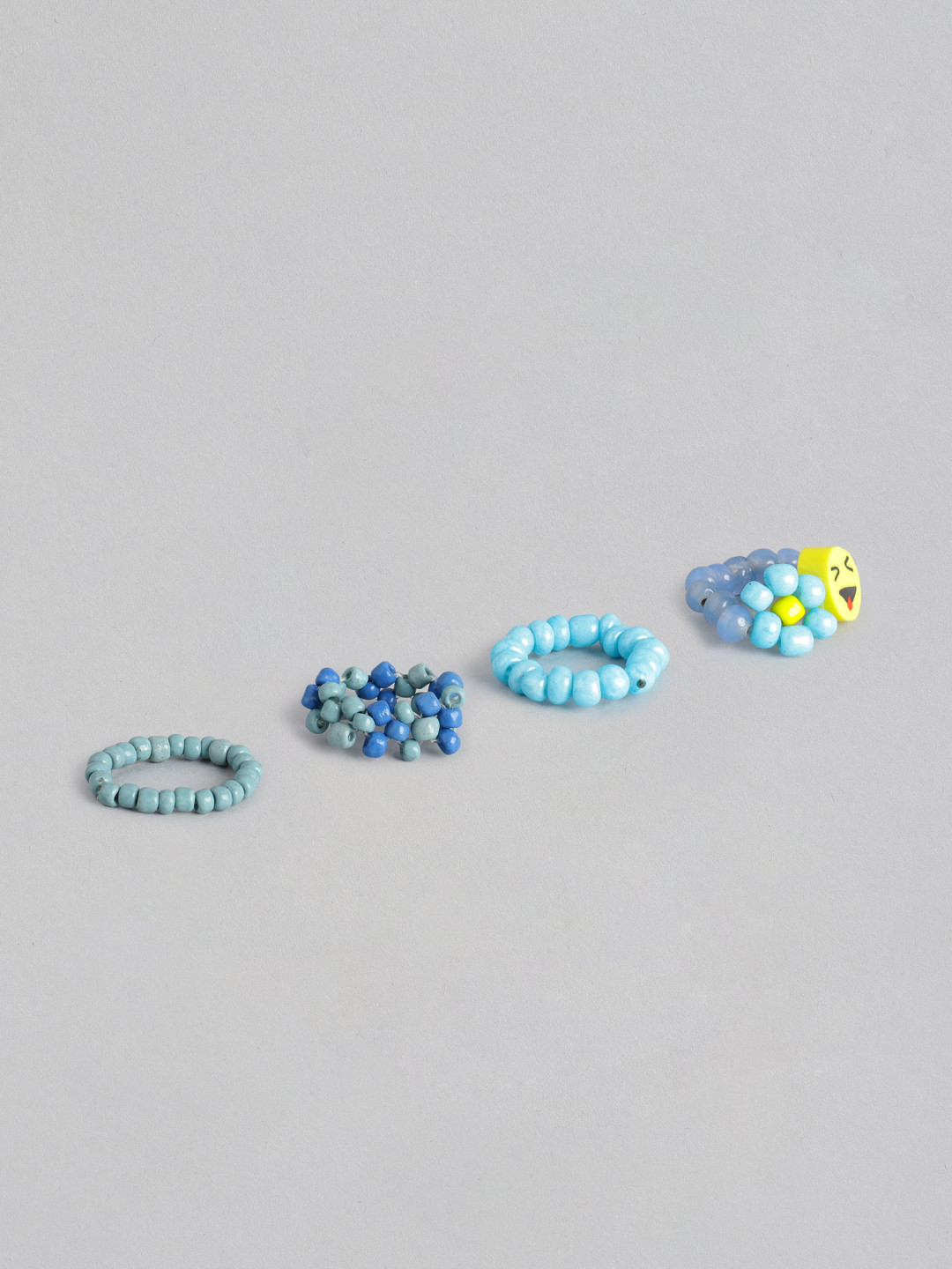 

Blueberry KIDS Girls Set of 4 Beaded Finger Rings, Blue
