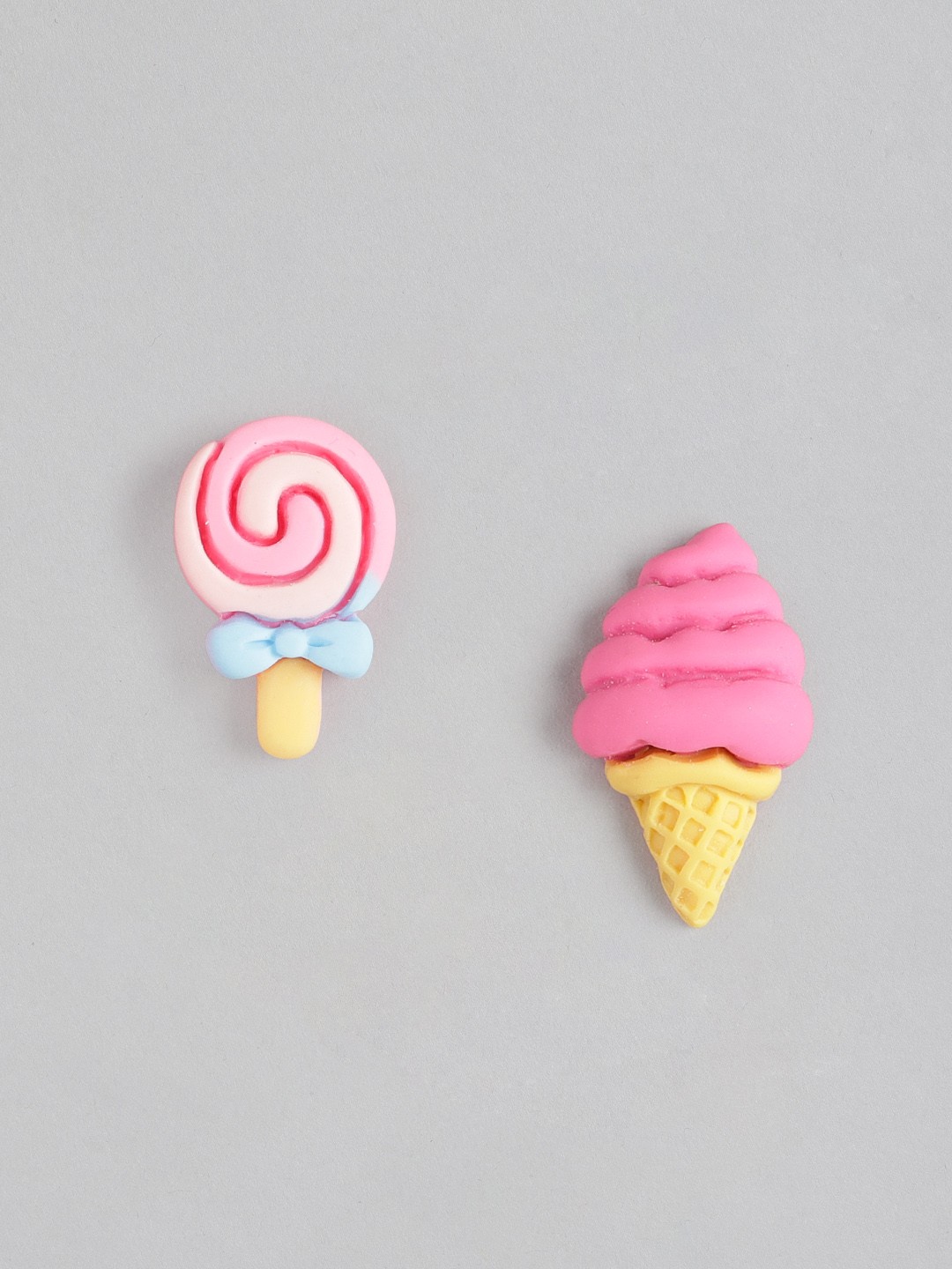 

Blueberry KIDS Girls Pink & Beige Ice-cream Cone & Candy Shaped Quirky Mismatch Studs