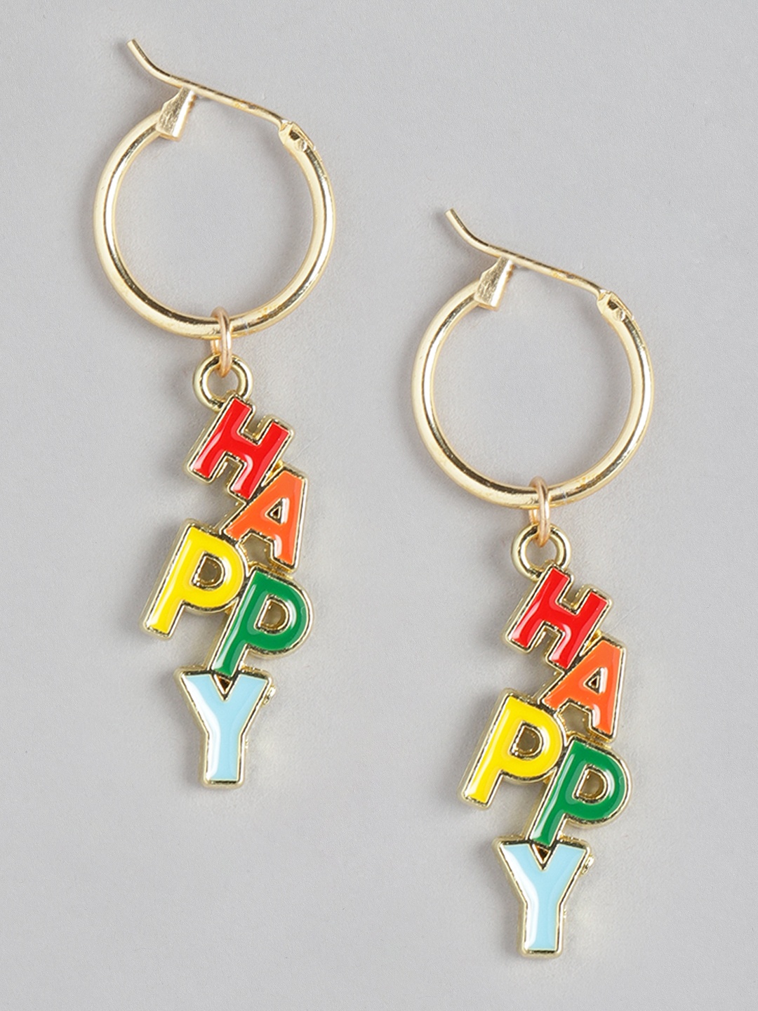 

Blueberry KIDS Multicoloured Gold-Plated Typography Enamelled Contemporary Drop Earrings, Multi