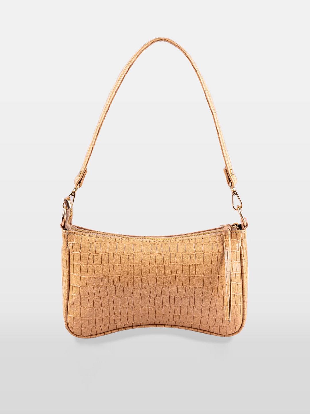

Mesmerize Beige Structured Baguette Bag