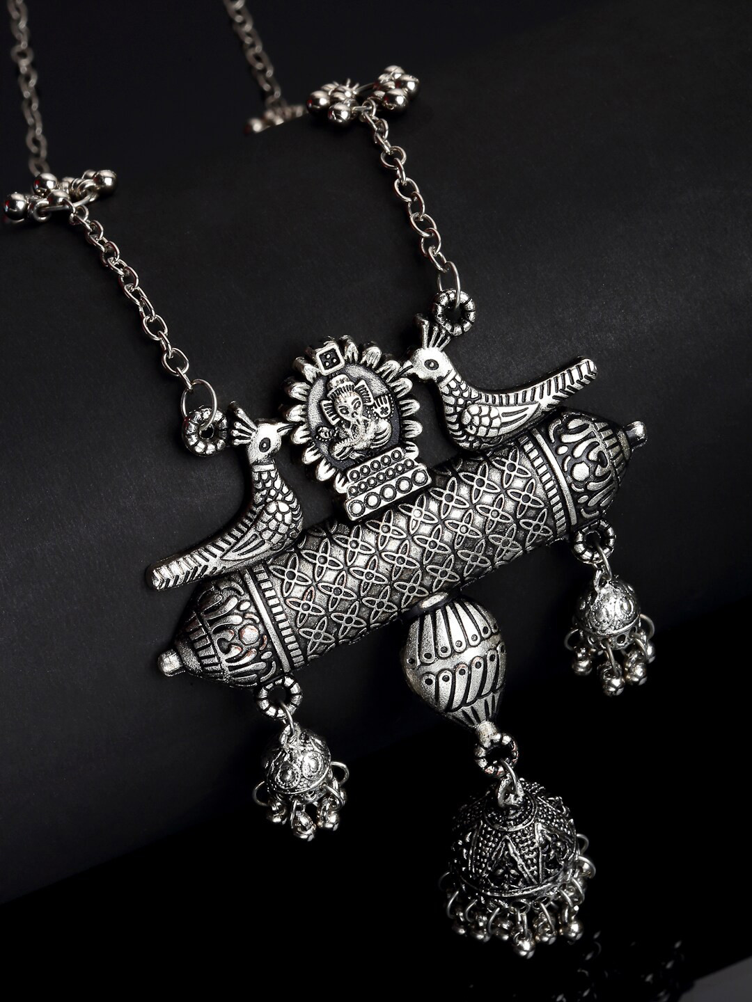 

Arrabi Women Silver-Toned Oxidised Chain Necklace
