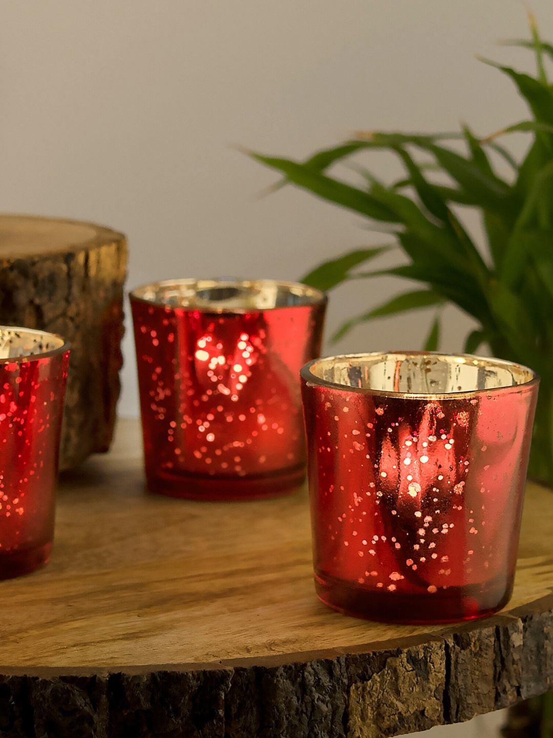 

Homesake Set of 6 Red Glass Candle Holder with Candle