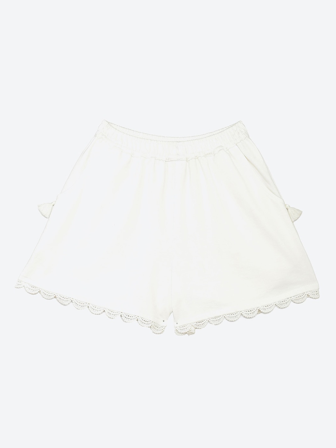 

Biba Girls White Solid Cotton Shorts