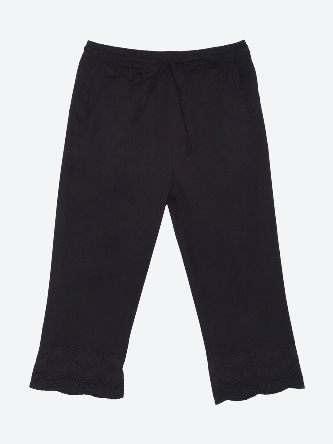 

Biba Girls Black Solid Mid-Rise Cotton Capris
