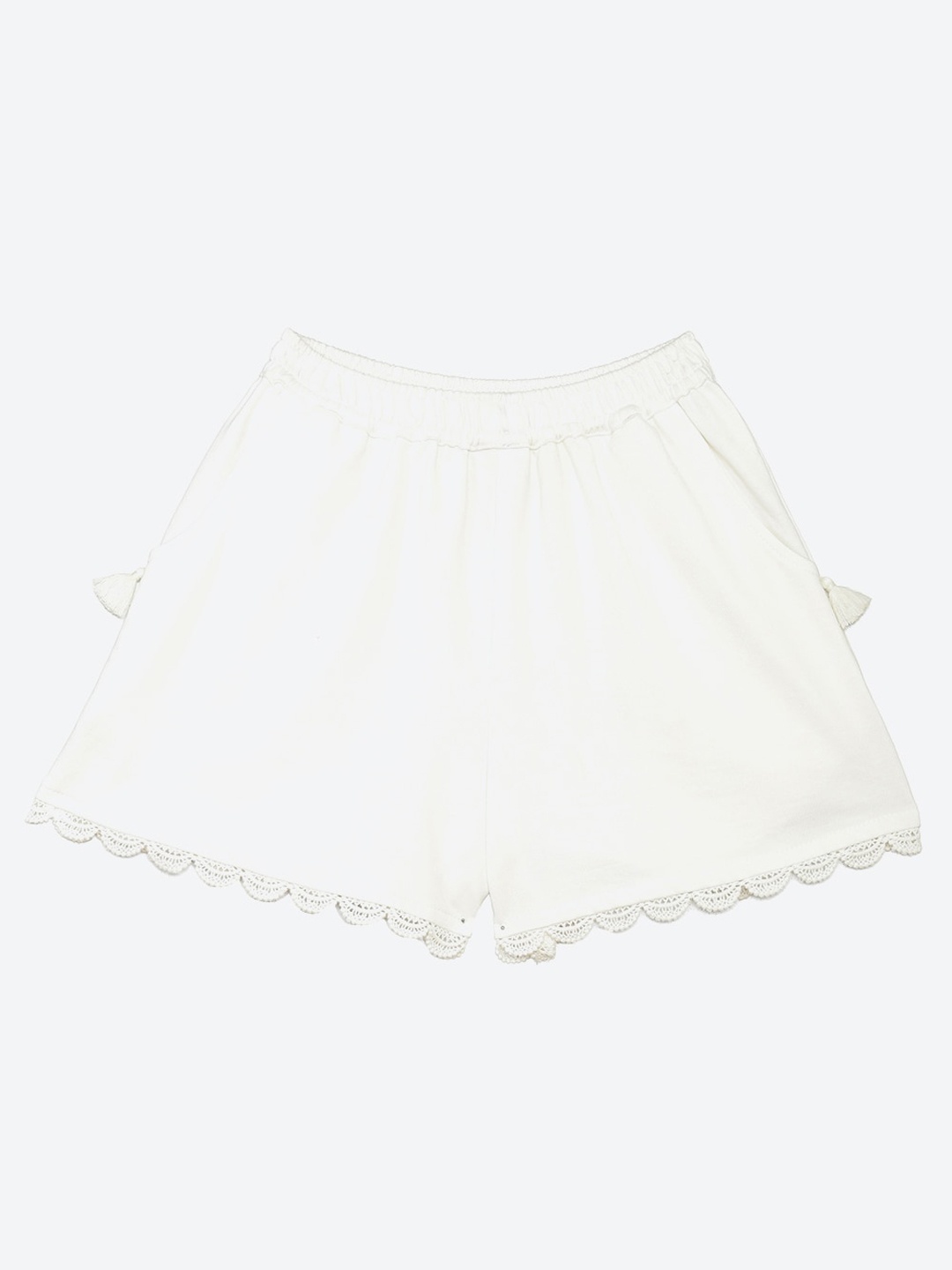

Biba Girls White Solid Cotton Shorts