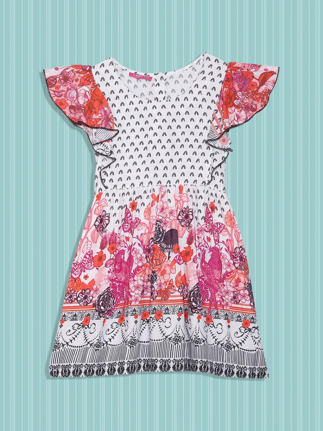 

Biba White Floral Ethnic Dress