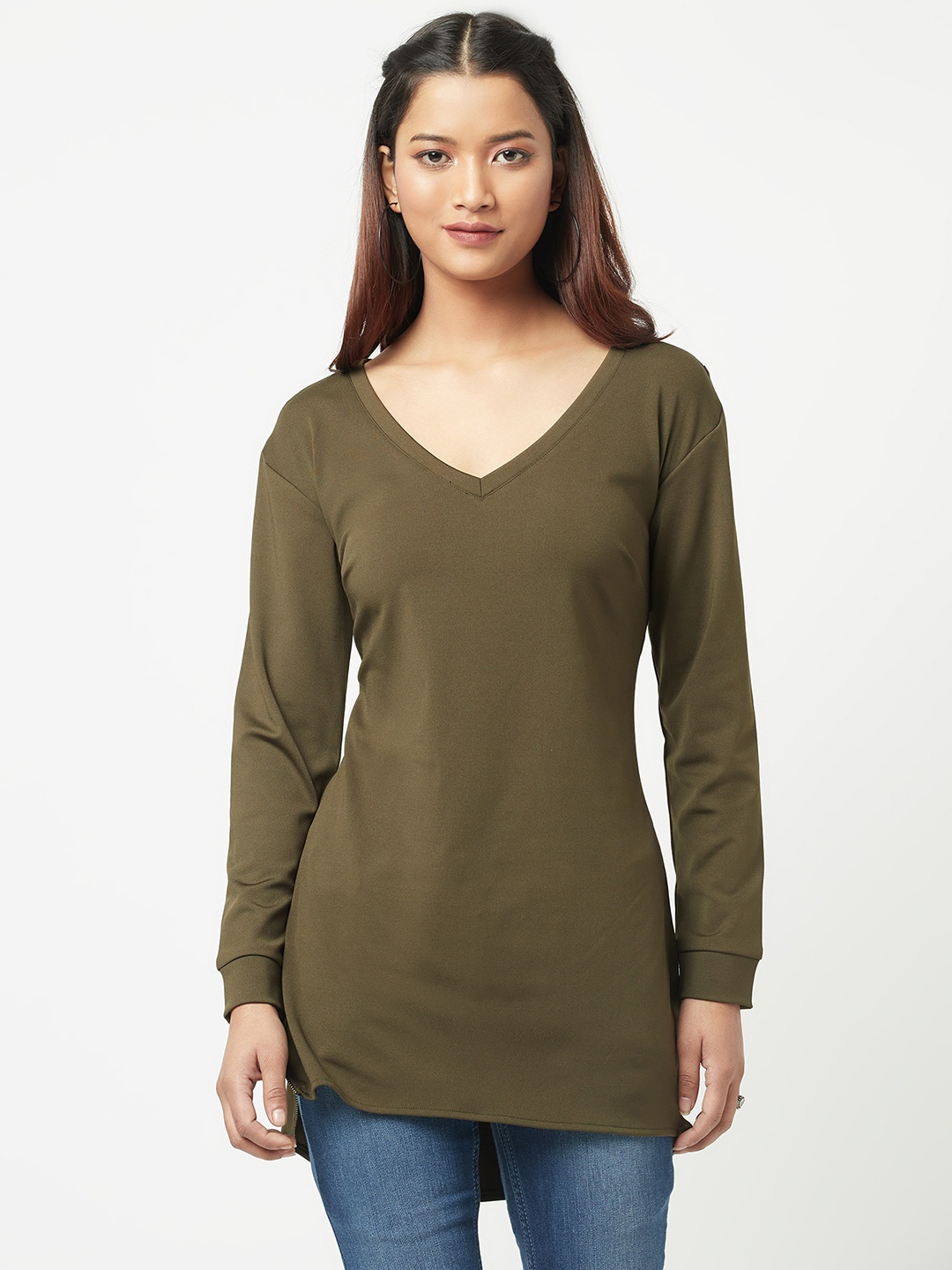 

ATTIC SALT Women Green Longline Top