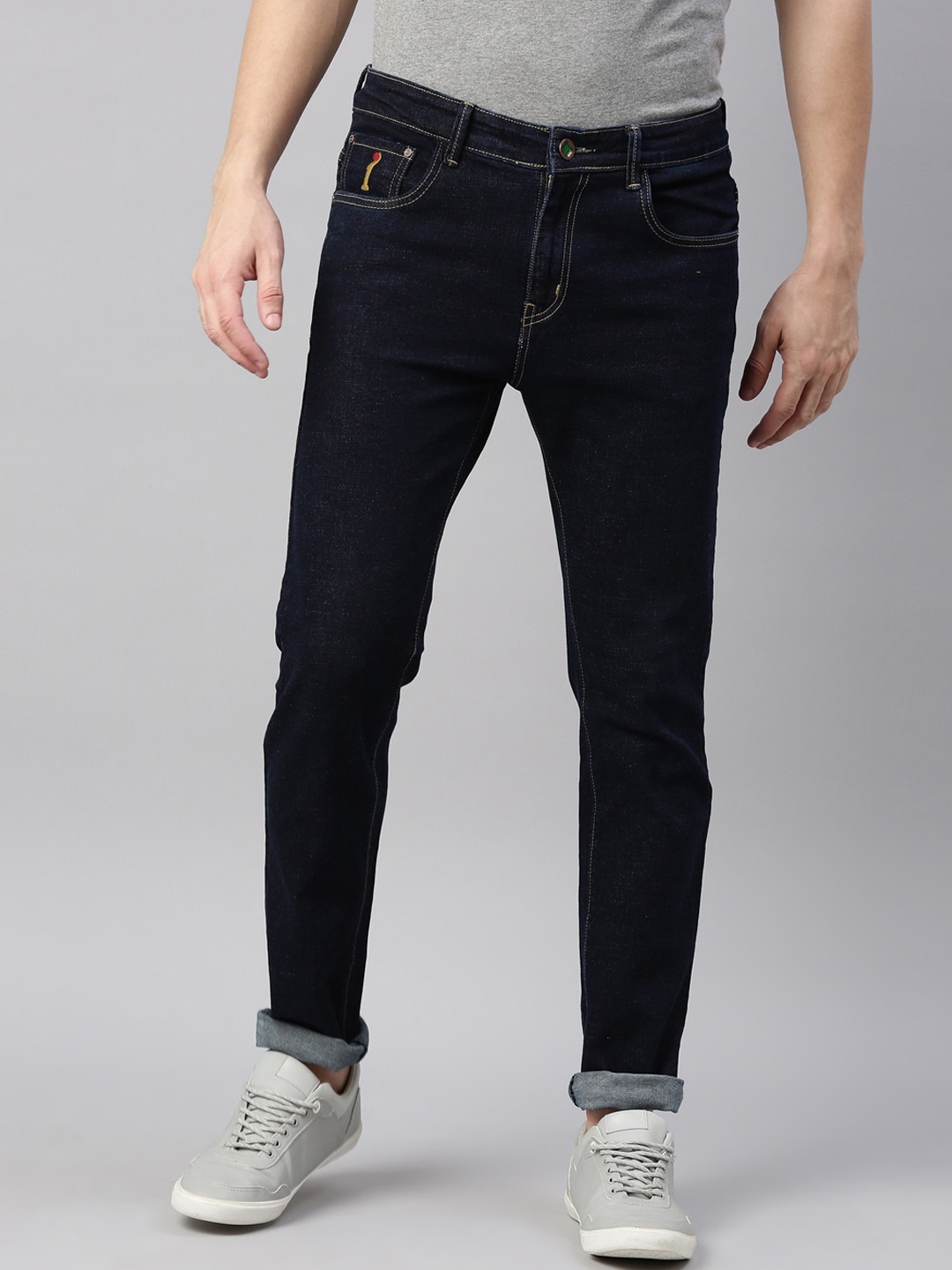 

CINOCCI Men Navy Blue Narrow Slim Fit Cotton Stretchable Jeans