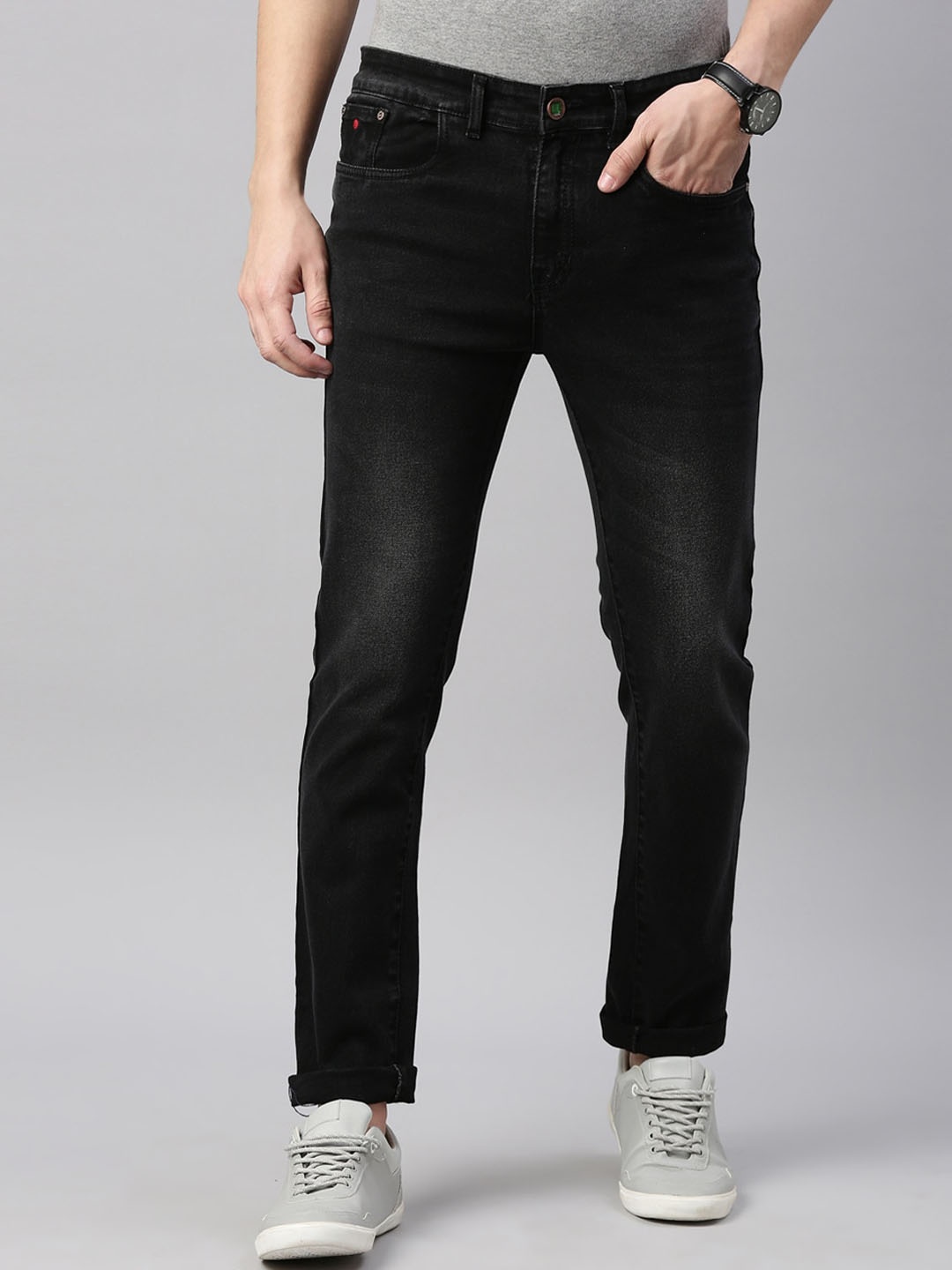 

CINOCCI Men Black Narrow Slim Fit Light Fade Stretchable Jeans