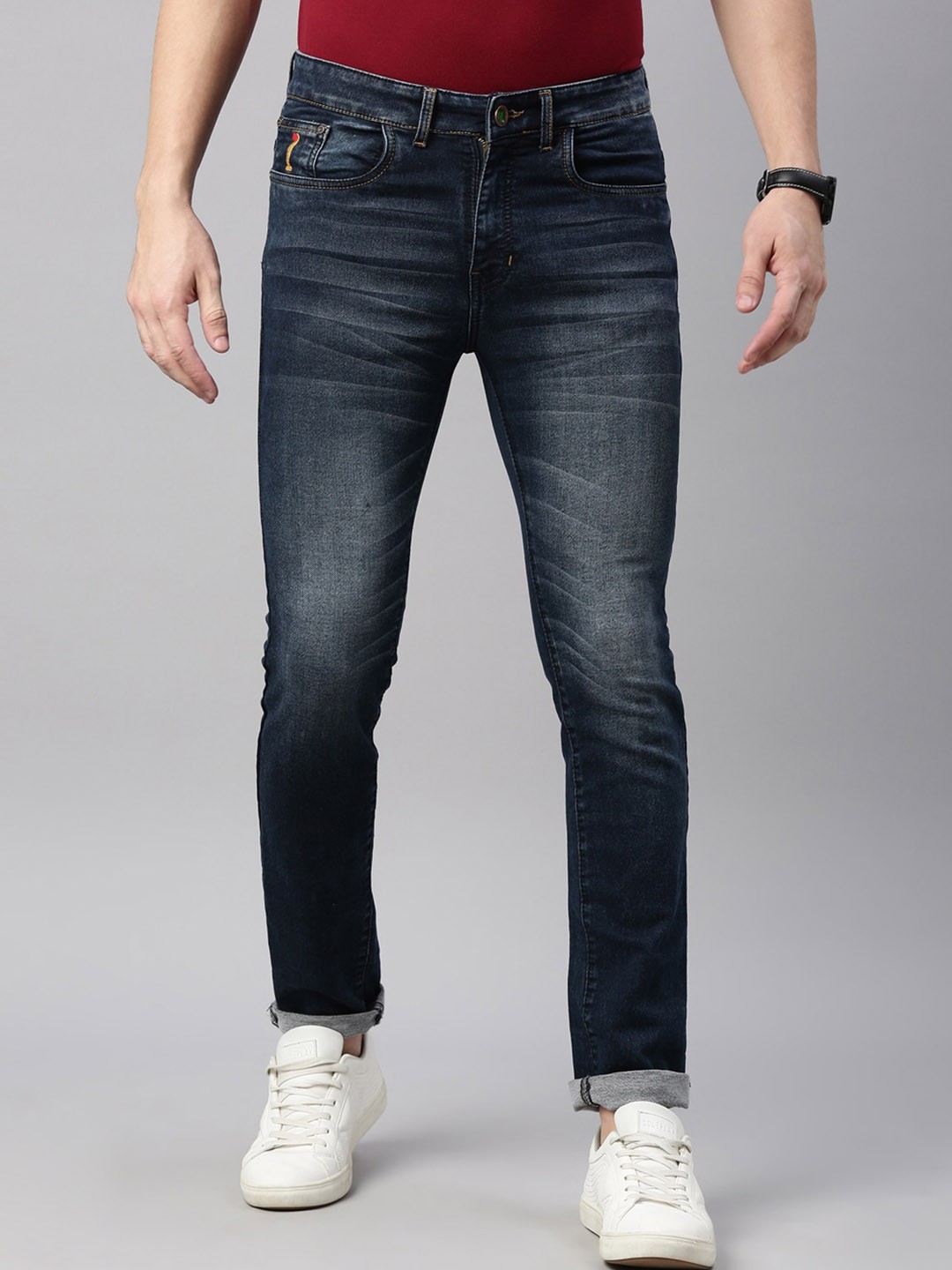

CINOCCI Men Blue Narrow Slim Fit Light Fade Jeans