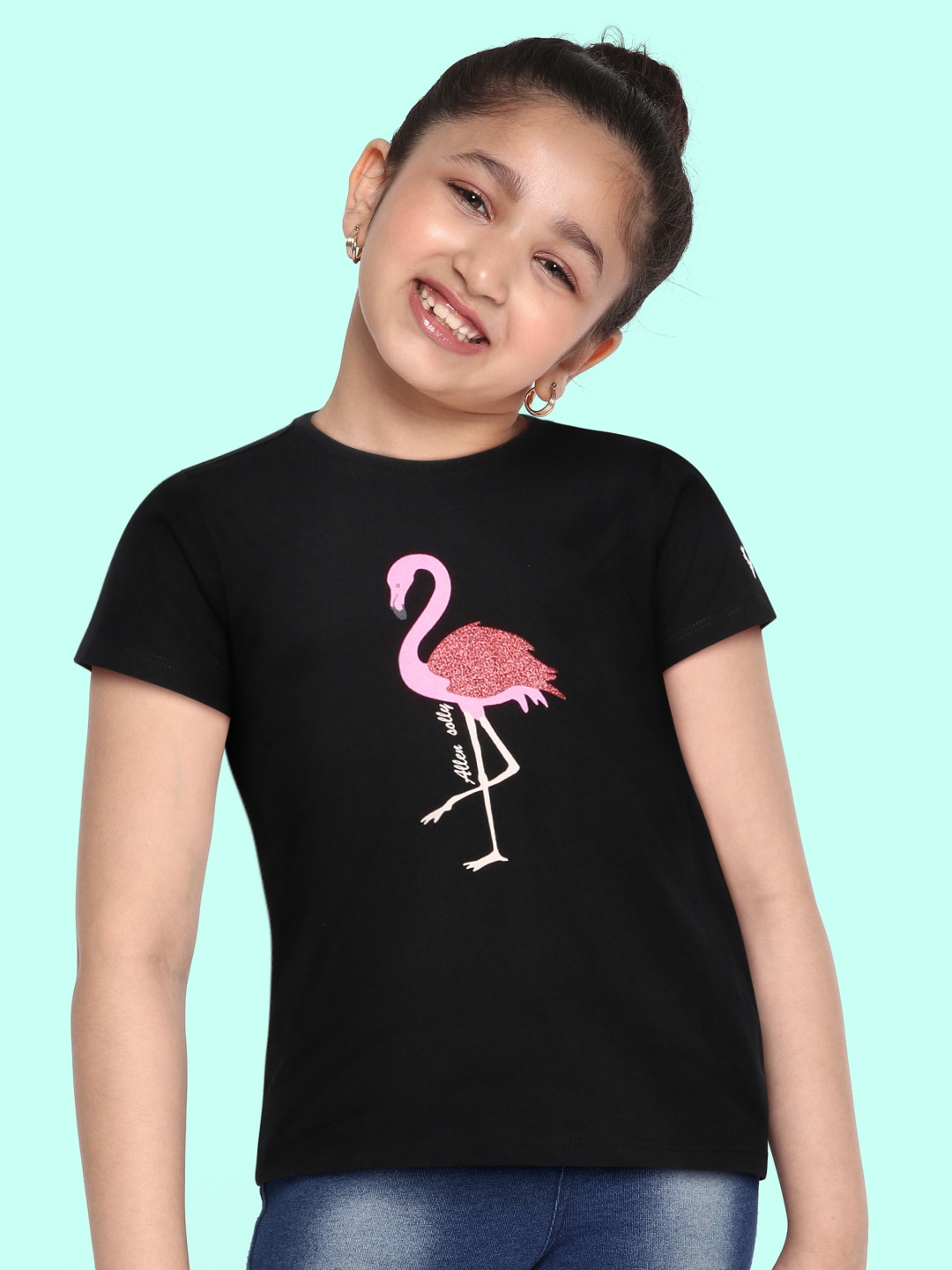 

Allen Solly Junior Girls Black Printed Pure Cotton T-shirt