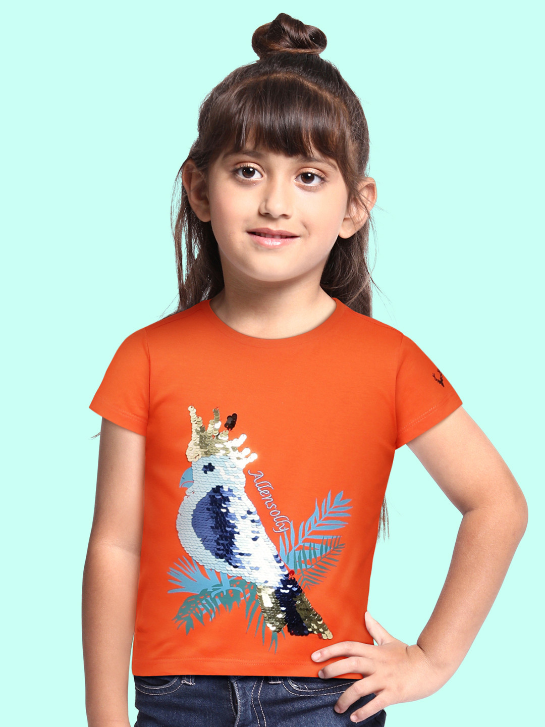 

Allen Solly Junior Girls Orange Embellished T-shirt