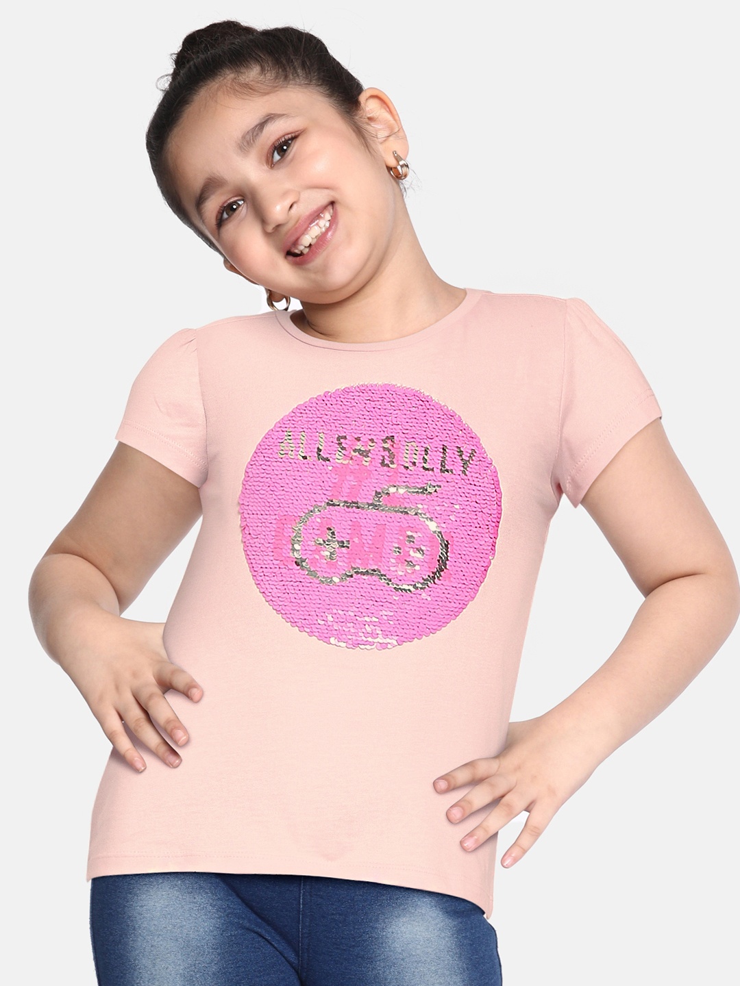 

Allen Solly Junior Girls Pink Embellished T-shirt