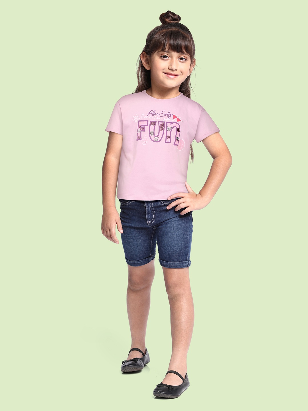 

Allen Solly Junior Girls Purple Typography Pure Cotton T-shirt