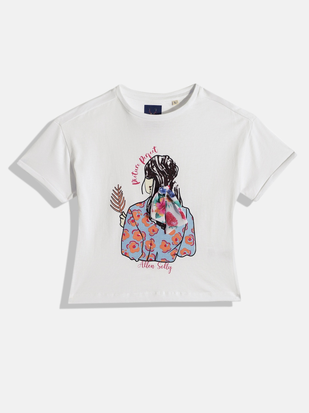 

Allen Solly Junior Girls White Printed Applique T-shirt