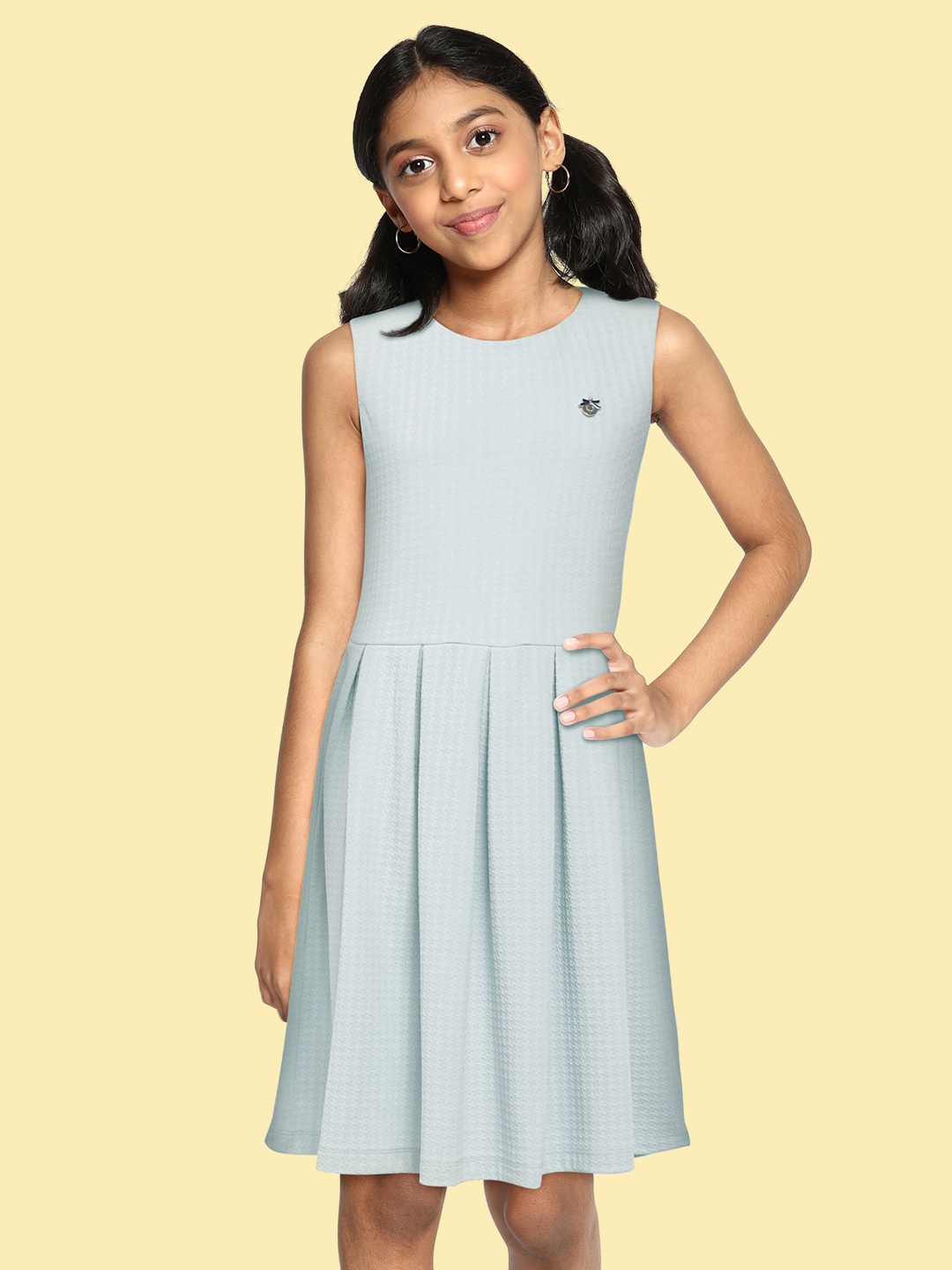 

Allen Solly Junior Girls Sea Green Self Design Fit & Flare Dress