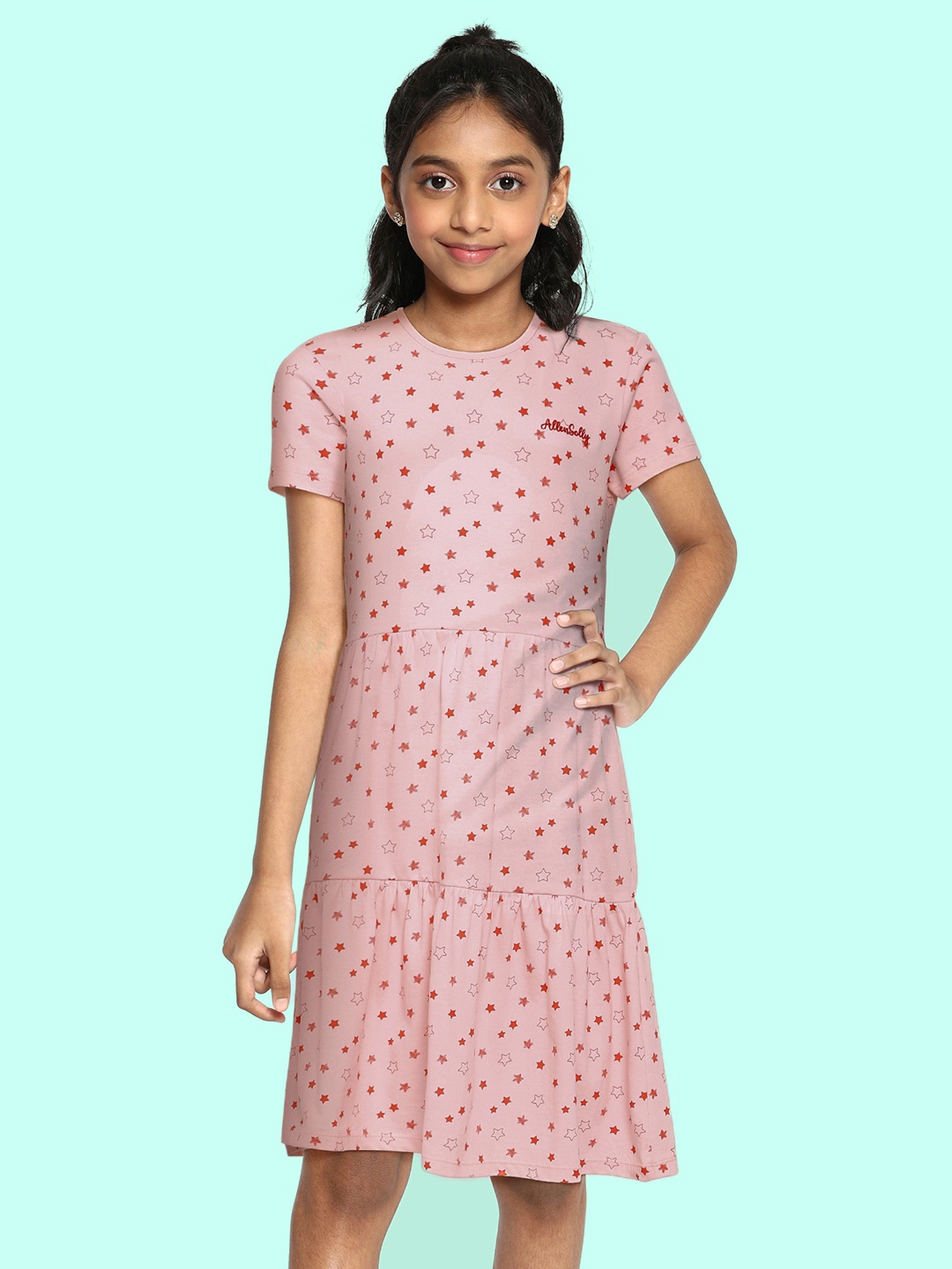 

Allen Solly Junior Pink A-Line Pure Cotton Dress