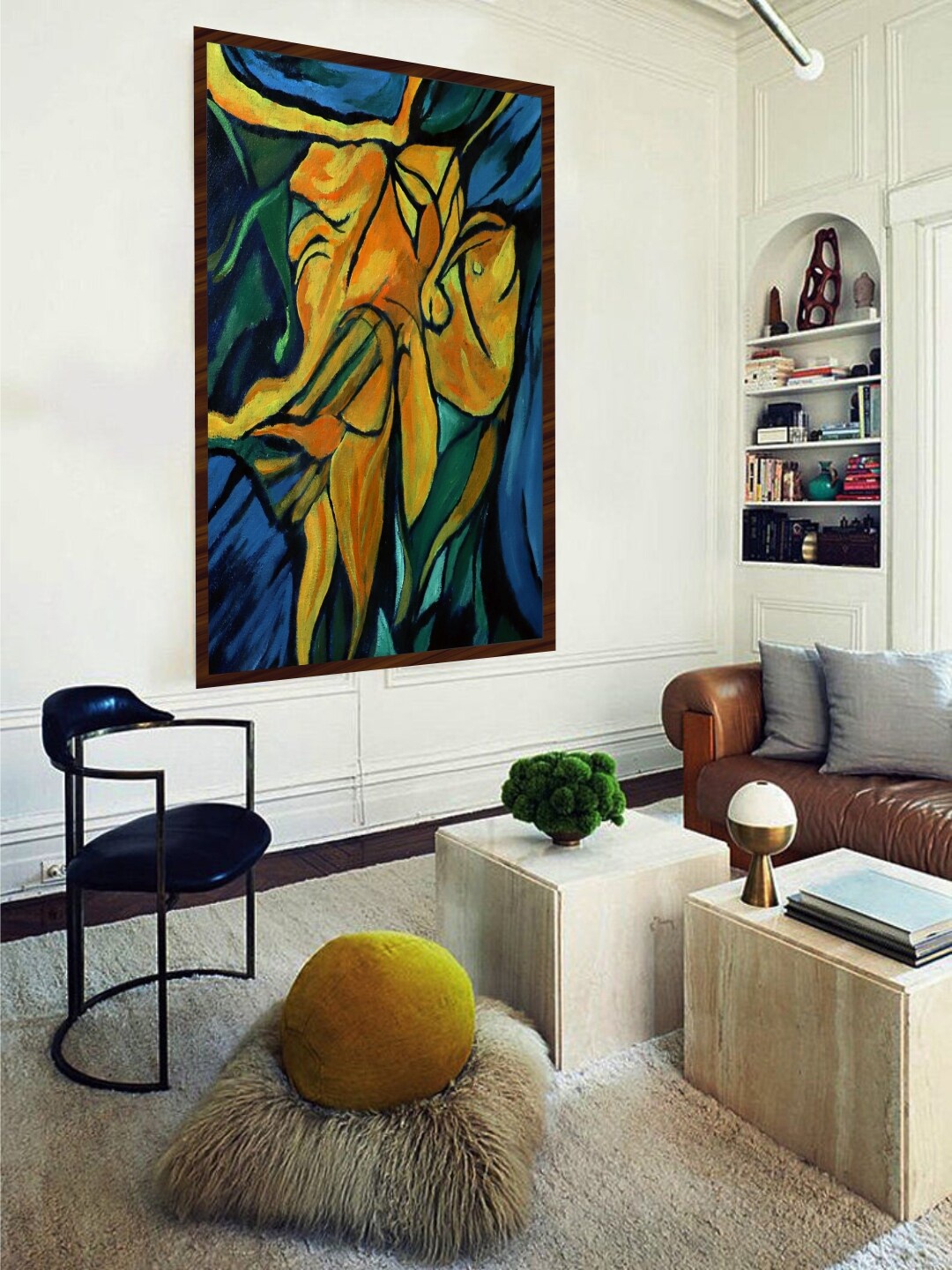 

The Art House Yellow & Blue Abstract Painting Wall Art