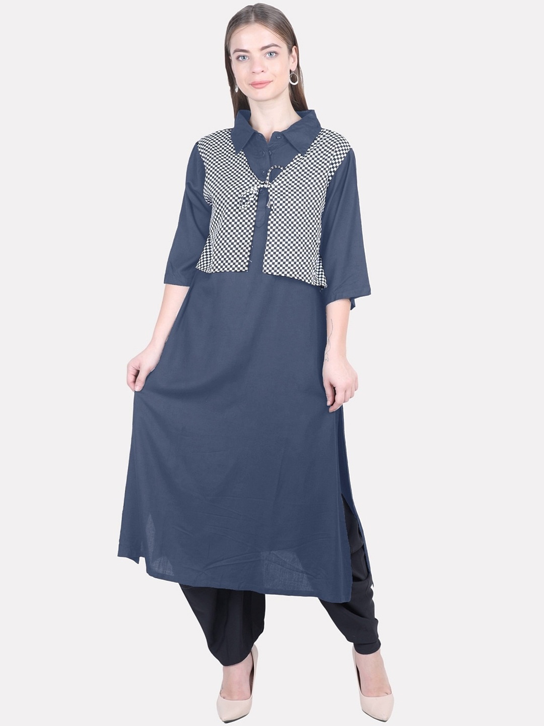 

KALINI Women Grey Printed Pathani Kurta