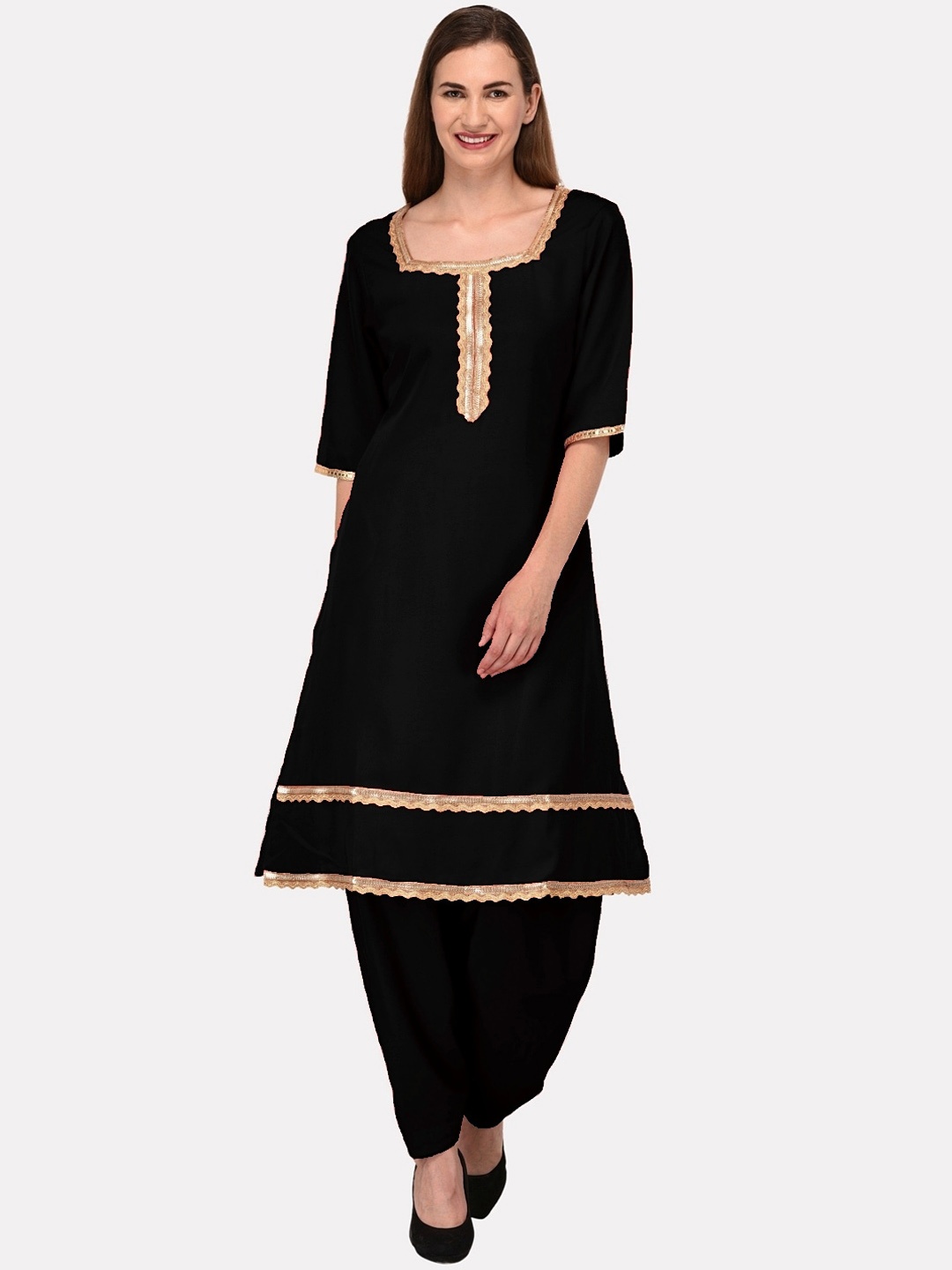 

KALINI Women Black Yoke Design Gotta Patti Kurta