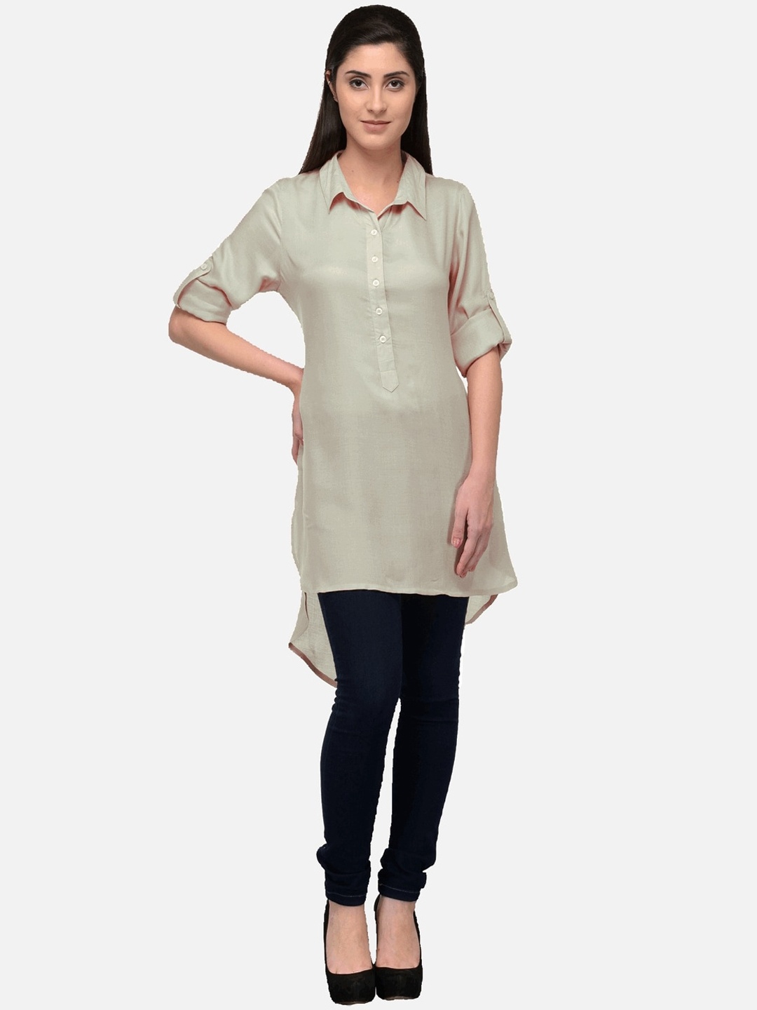 KALINI Women Off White Solid Pathani Kurta