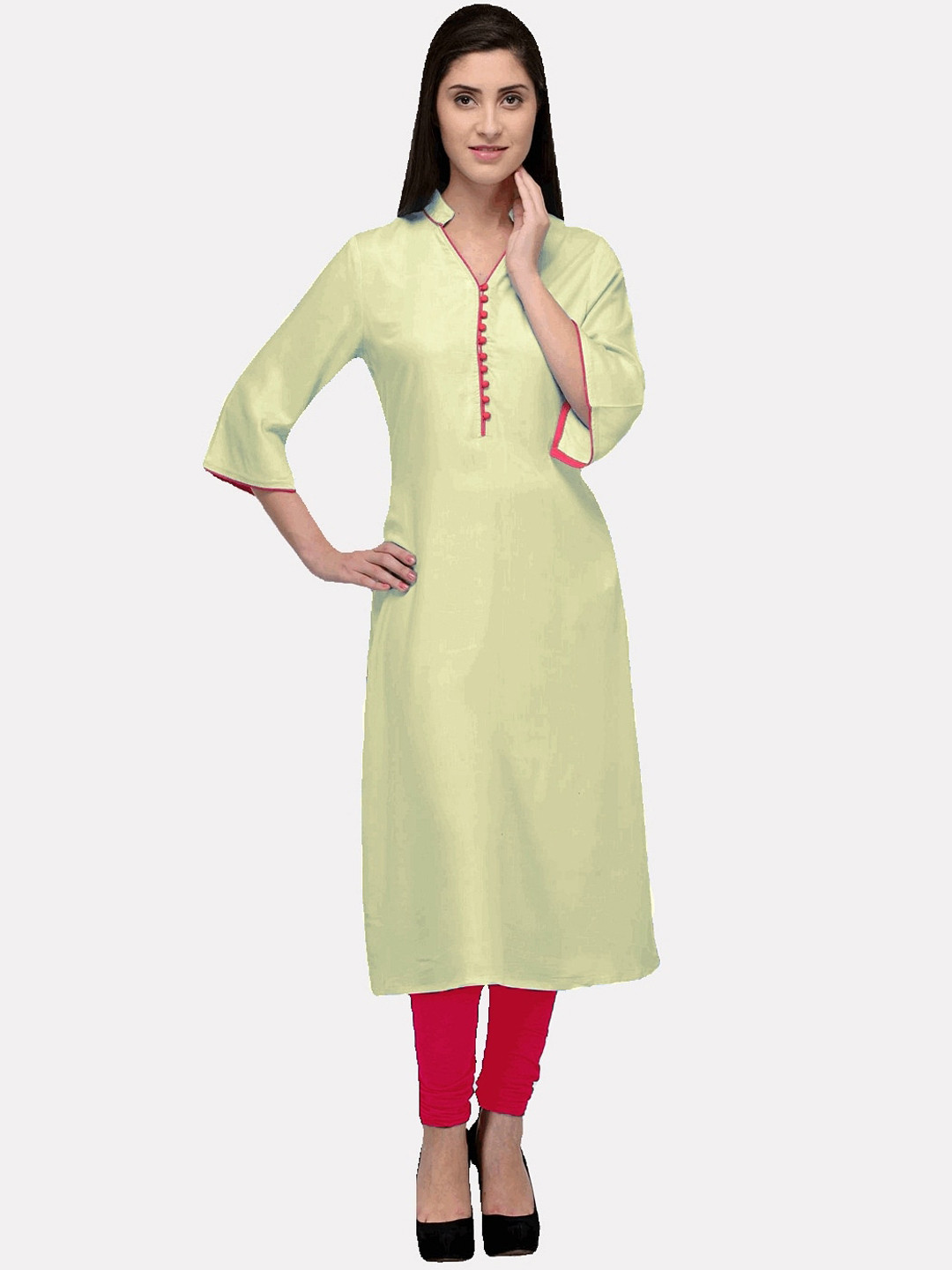 

KALINI Women Cream-Coloured Cotton A-Line Kurta